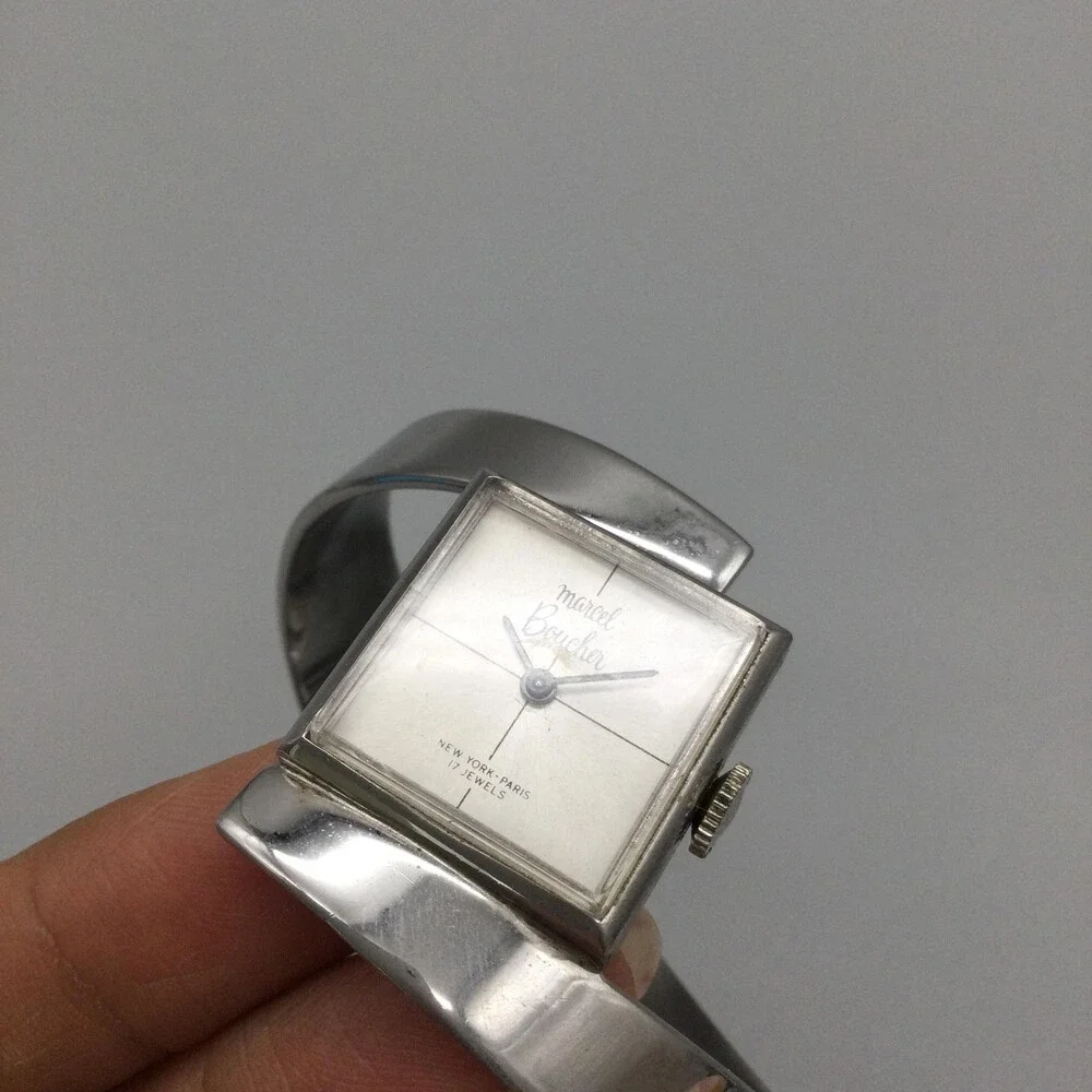 Vintage Marcel Boucher Womens Watch 22mm Silver Tone Bangle Manual Wind 6.5